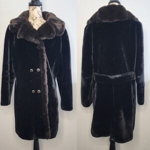 Borgazia Elegant Black Faux Fur Coat Size 10